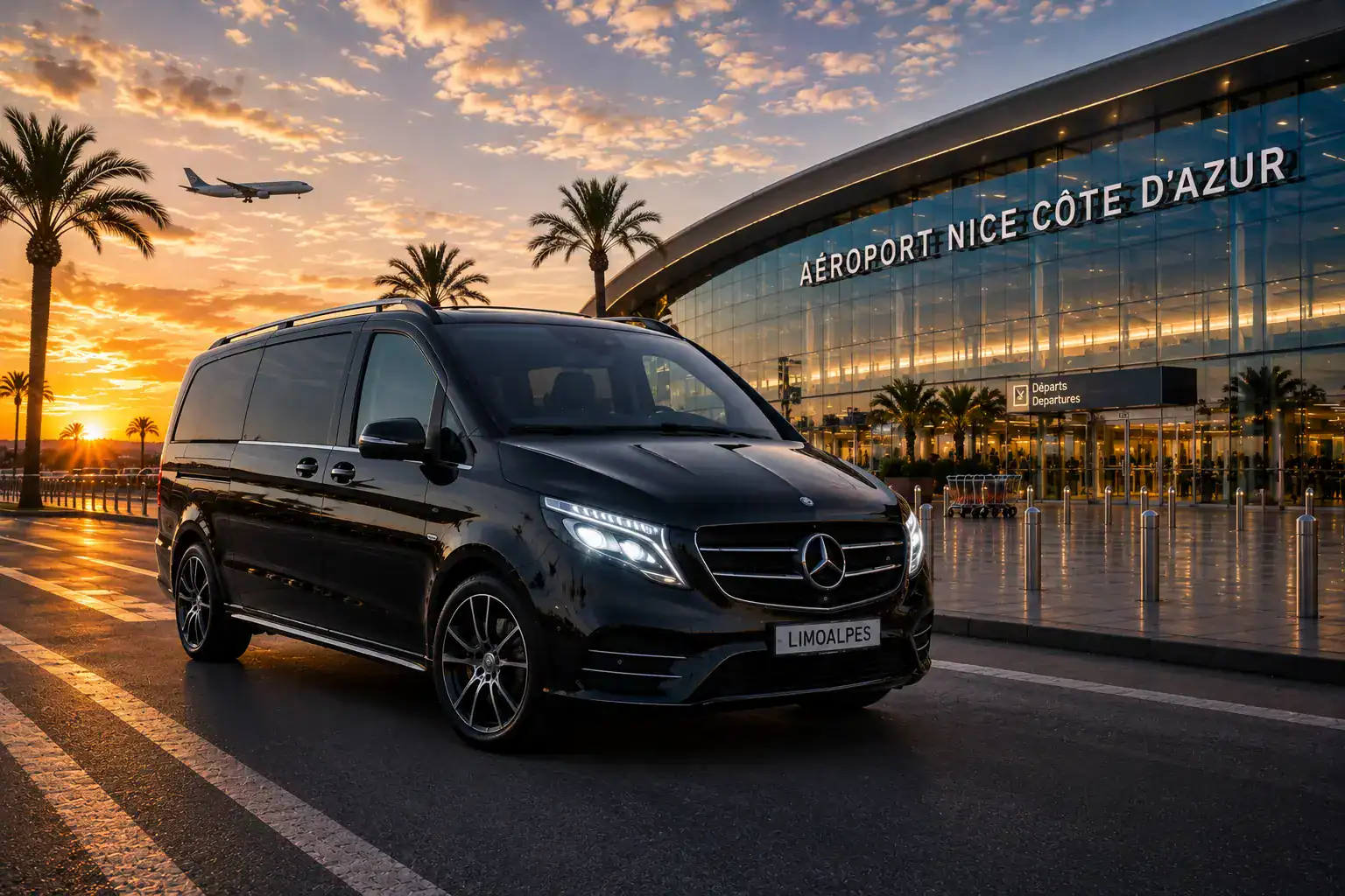Nice Airport Transfer — LimoAlpes Mercedes chauffeur service Nice Côte d'Azur Airport