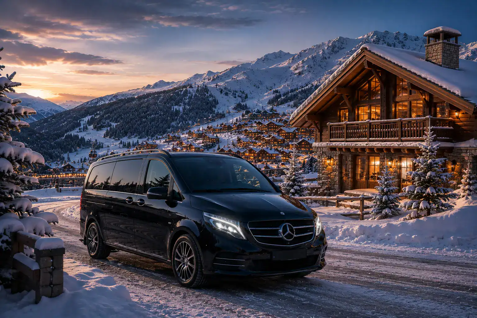 Private driver Meribel — LimoAlpes Mercedes chauffeur service to the Trois Vallées
